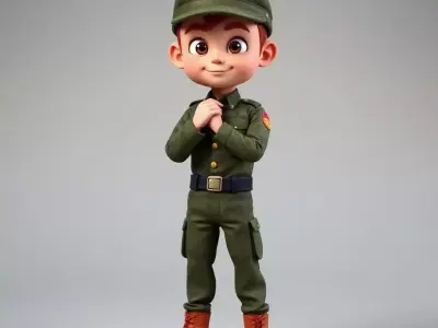Male Army Cartoon 3D Model Low-poly 3D model