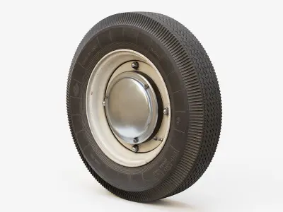 Vintage Car Wheel PBR 3D model