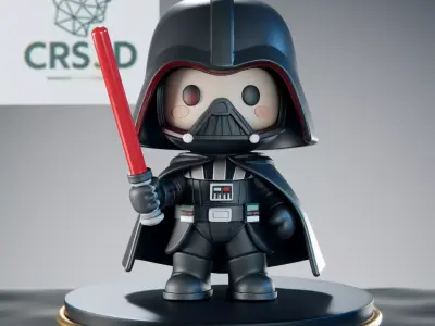 Meditative Darth Vader Chibi Statue - Dark Side Art Toy 3D print model