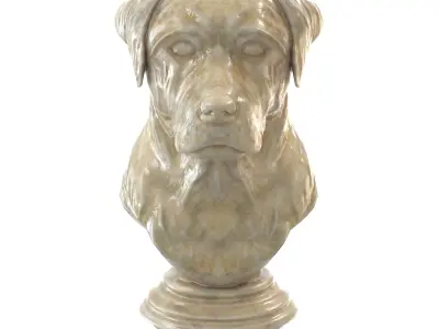 Dog bust marble statues Low-poly 3D model