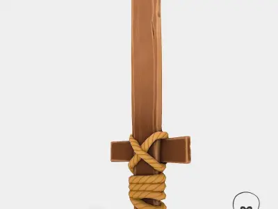 Stylized Wooden Sword Low-poly 3D model