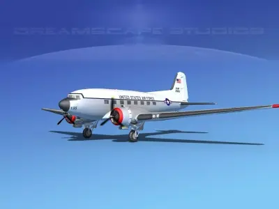 Douglas C-47 Dakota USAF V08 3D model