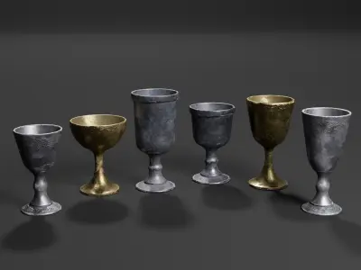 Medieval Pewter Goblets  Low-poly 3D model