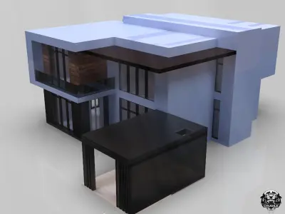Modern Building House Low-poly 3D model get