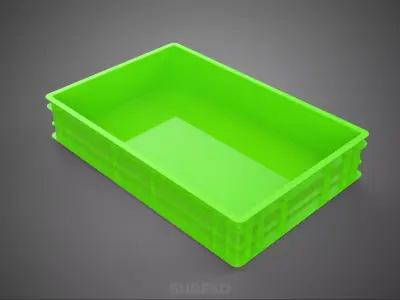 STANDARD GREEN SHALLOW PALLET STORAGE PLASTIC CRATE BOX TRAY BIN 3D model