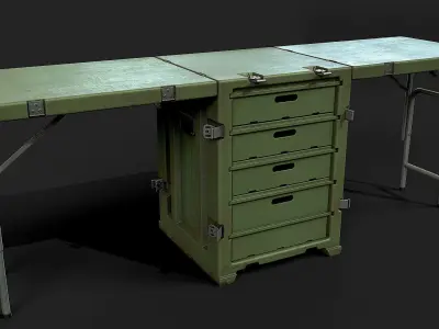Military Desk Low-poly 3D model
