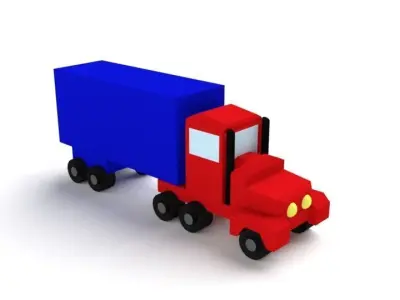 Low Poly Cartoon Toy Truck Low-poly 3D model