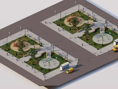 public park-Private Park Landscape 3D model 14