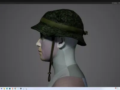 Military Digital Camo Boonie Hat Low-poly 3D model