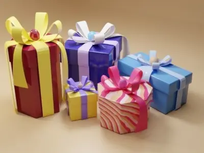 Gift Box Low-poly 3D model purchase