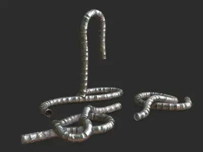 Flexible Insulation Foil Pipe Low-poly 3D model