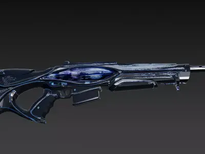 Cartoon Cyberpunk Rifle PBR 3D Model Low-poly 3D model