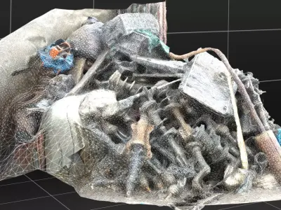 3D Scanned Car Parts Garbage Pile Free 3D model