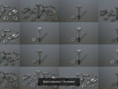 Bolts collection bolt and nut 3D Model Pack