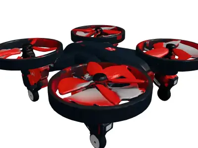 Futuristic Targeting Drone with Red Lens 3D model