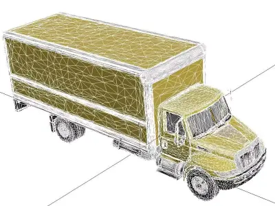 Medium Duty Box Cargo Delivery Moving Truck Transport Vehicle 3D model