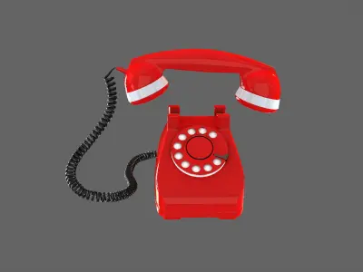 vintage telephone phone red communication retro 3D model