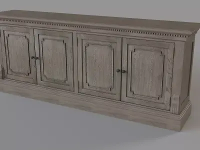 St James Panel Sideboard Antique Grey Oak 3D model
