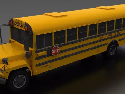 B-Series B-800 School Bus 1985 Low-poly 3D model