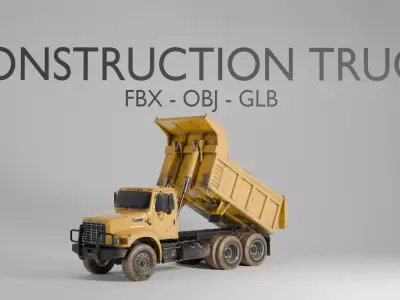 Construction Dump Truck 3D Model - Heavy Vehicle - FBX OBJ GLB 3D model