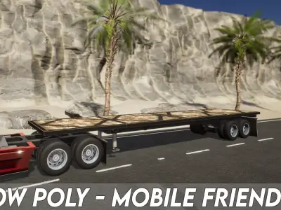 Semi Truck Trailer 08 - Flatbed v2 Low-poly 3D model