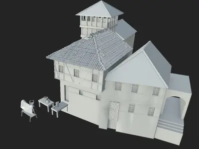 Medieval Town Low-poly 3D model