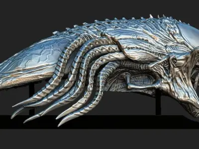 Predalien head bust and base 3D model