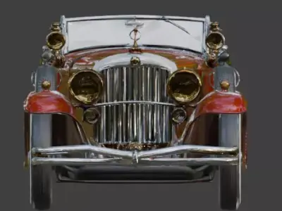 Classic 1920s Ruby Red Luxury Phaeton 3D Model Low-poly 3D model