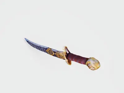 Engraved Ceremonial Sword with Golden Accents 3D model