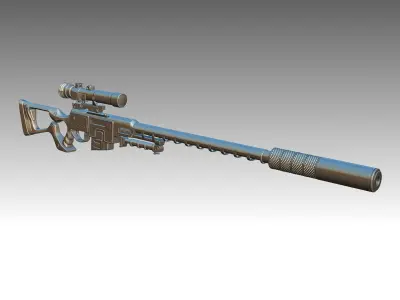 Sniper Rifle Low-poly 3D model 8