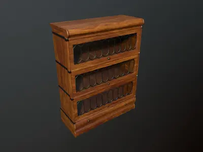 Wood Barrister Bookcase Shelf Low-poly 3D model