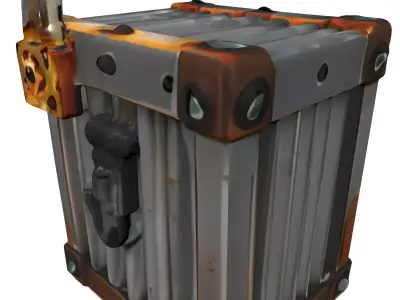 Rusty Industrial Metal Crate Low-poly 3D model