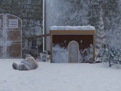 Snowy Fortress Village 3D model