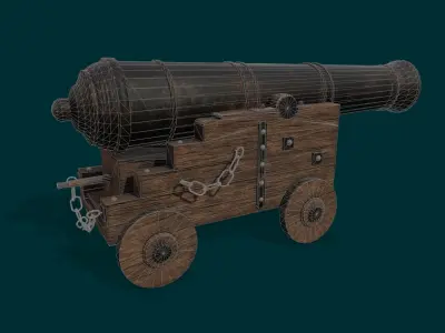 Old ship cannon 3D model