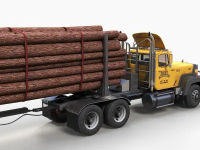SuperLiner log truck Low-poly 3D model