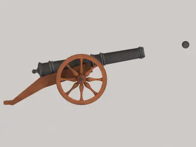 Medieval cannon Low-poly 3D model 2