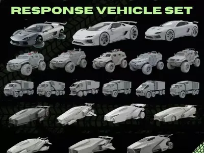 21 Military and Police Vehicles Collection  3D Model Pack