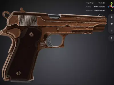 Brown Pistol 3D model shop
