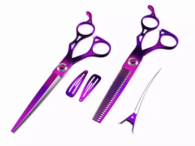 Hair Cutting Thinning Scissors Set Colorful 3D model