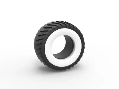 Pulling truck Whitewall tire 2 Scale 1 to 25 3D print model