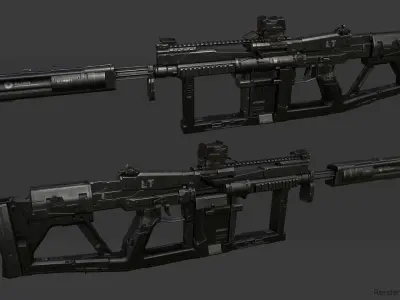 Sci-fi  assault rifle 1 Low-poly 3D model