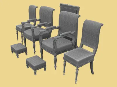 18th century furniture Low-poly 3D model