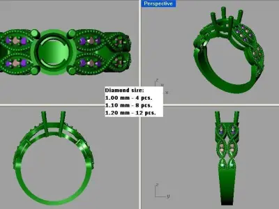 Antique Design Ruby Engagement Ring 3D print model