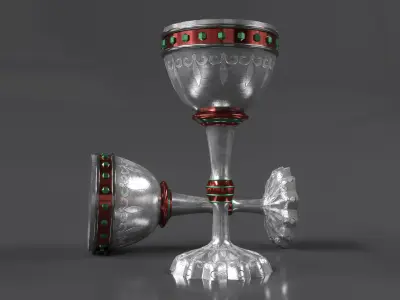 CHALICE-SILVER pair of silver goblets Low-poly 3D model