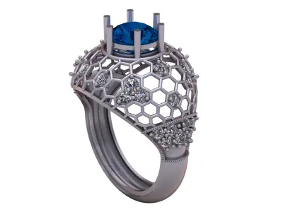 ANTIQUE BLUE SAPPHIRE RING 3D PRINTABLE MODEL 3D print model