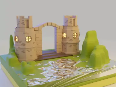 A castle Low-poly 3D model