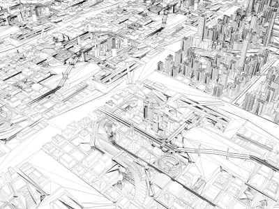 Urban highrise building building ancillary building commercial 3D model 17