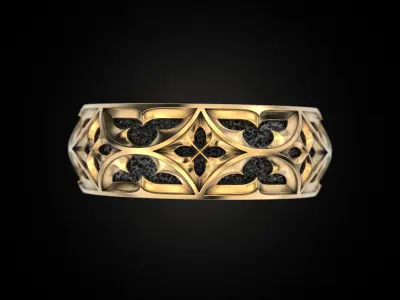 Gothic ornament Ring pattern 3D print model