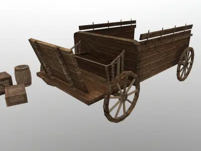 Medieval Cart 2 Low-poly 3D model