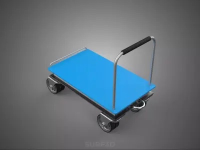 INDUSTRIAL PLATFORM DOLLY CART TROLLEY PALLET BARROW TRANSPORT 4 3D model